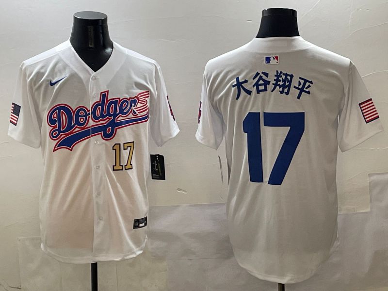 Men Los Angeles Dodgers 17 Ohtani White Second generation Joint Name Nike 2025 MLB Jersey style 14
